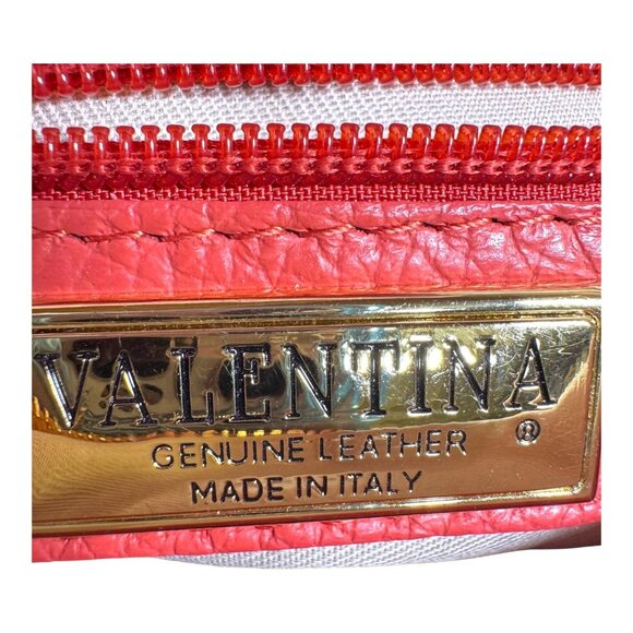 Valentina Italia Coral Peach Pink Leather Shoulder Bag With Adjustable Strap SEE - Picture 11 of 16